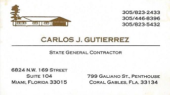 Carlos J Gutierrez State Gen contractor